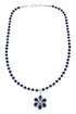 Native American Lapis And Sterling Silver Flower Pendant Bead Necklace JX125439